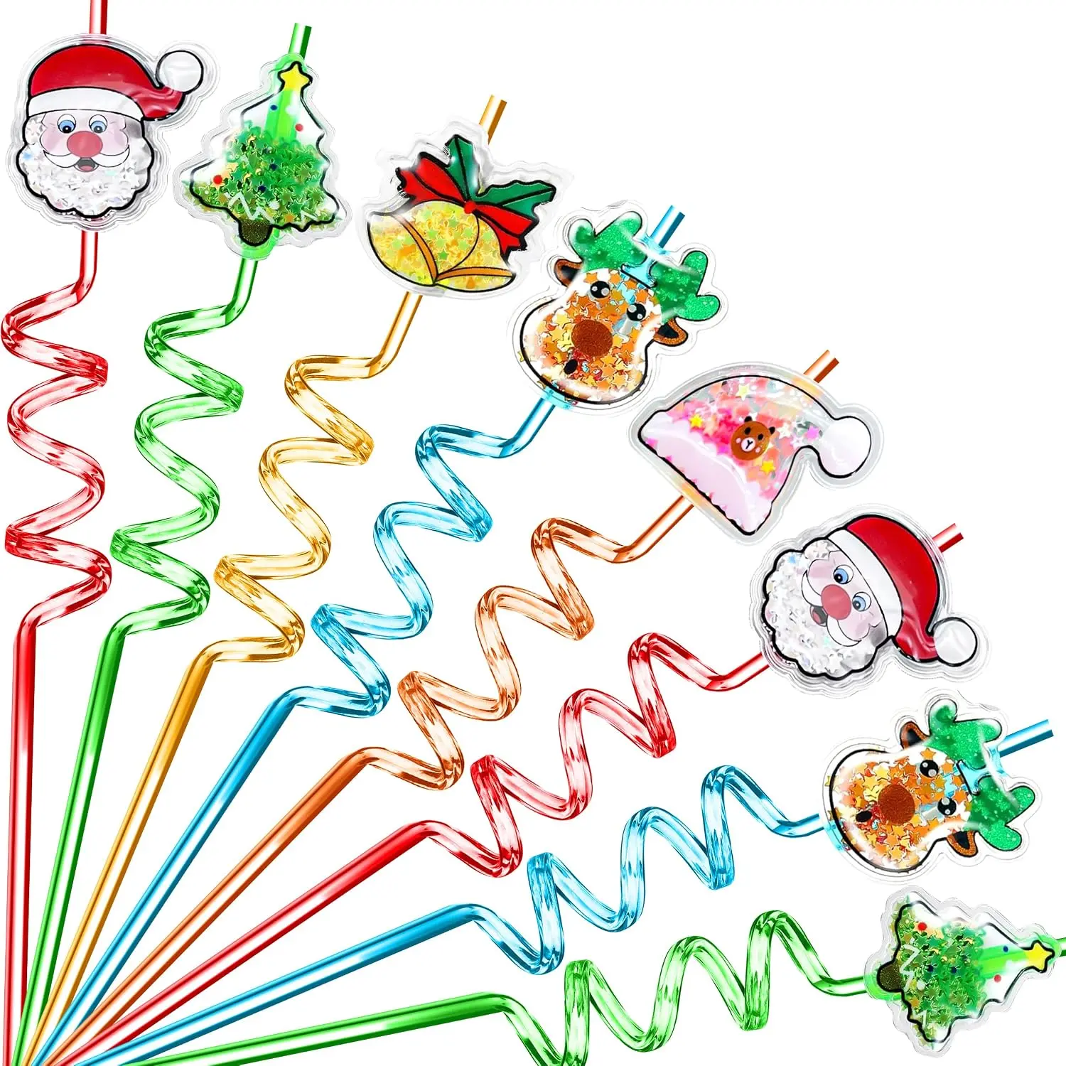 24 count Glitter Christmas Party Favors Supplies Decorations, Christmas Straws for Classroom Students  Gifts, Party Supplies for  Year, Christmas, Birthday