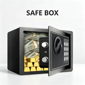 Black Digital Security Safe 0.23/0.44 Cu Ft Mini Money Storage Box with Keypad Code & Keys for Home Hotel Office Jewelry Coins