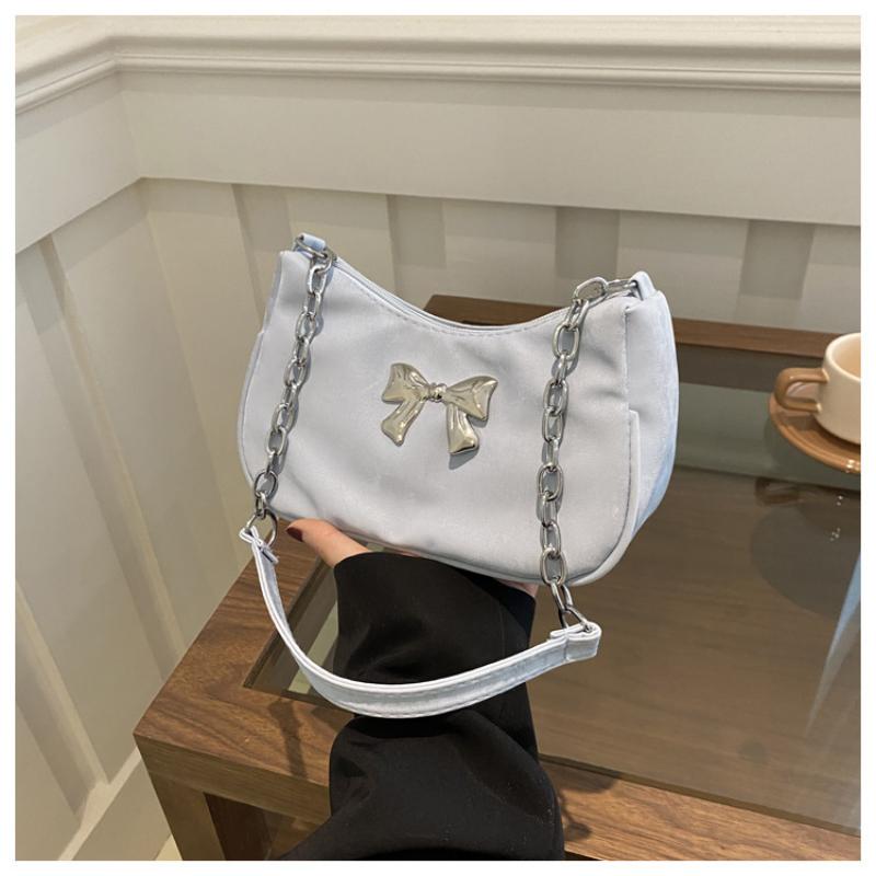 Sweet Little Fresh Bow Handbag Women Korean Armpit Crossbody Bag Chain Shoulder
