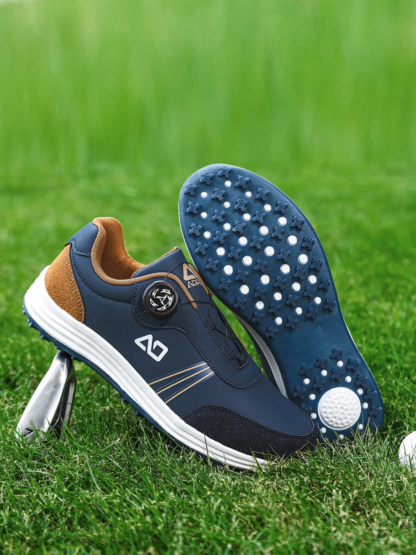 Men's Golf Shoes, Waterproof PU Leather, Anti-Slip Rubber Sole, Breathable Lightweight, Ideal for Golf Course & Outdoor Activities