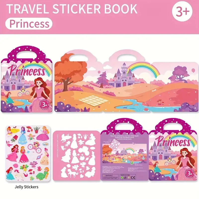 Waterproof Sticker Scene Books Illustrated Activity Book, 1 Piece Multiple Theme Travel Learning Look, Educational Toy for Arts & Crafts