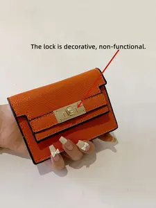 Women's Solid Color Credit Card Holder, Fashionable Small PU Leather Wallet, Casual All-Match Commuter Card Bag for Work & Daily Use, Great Gift for Girlfriend, Card Slot, Card Storage