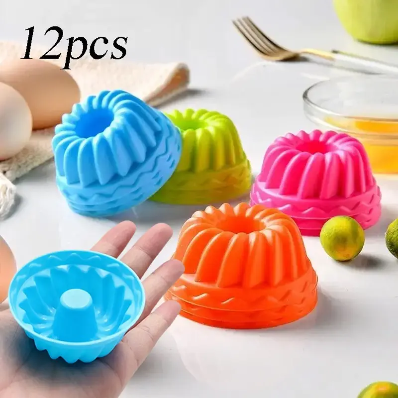 12-Piece Mini Baking Molds, Silicone Pancake Mold, Muffin Cup, Pumpkin Cup, Silicone Baking Cups, Silicone Bakeware Set, Reusable High-Temperature Bake Set, Dishwasher Safe, Kitchen Tools, Home Baking Supplies
