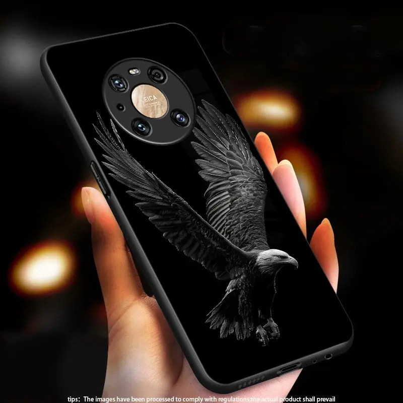 Soaring eagle pattern design suitable for Huawei Mate 10 Pro,Mate 20,Mate 20 Lite,Mate 20 Pro,Mate 20 X,Mate 30,Mate 30 Pro,Mate 40 Pro,Mate 50 Pro Hard Case Glass texture Simple design Phone Case
