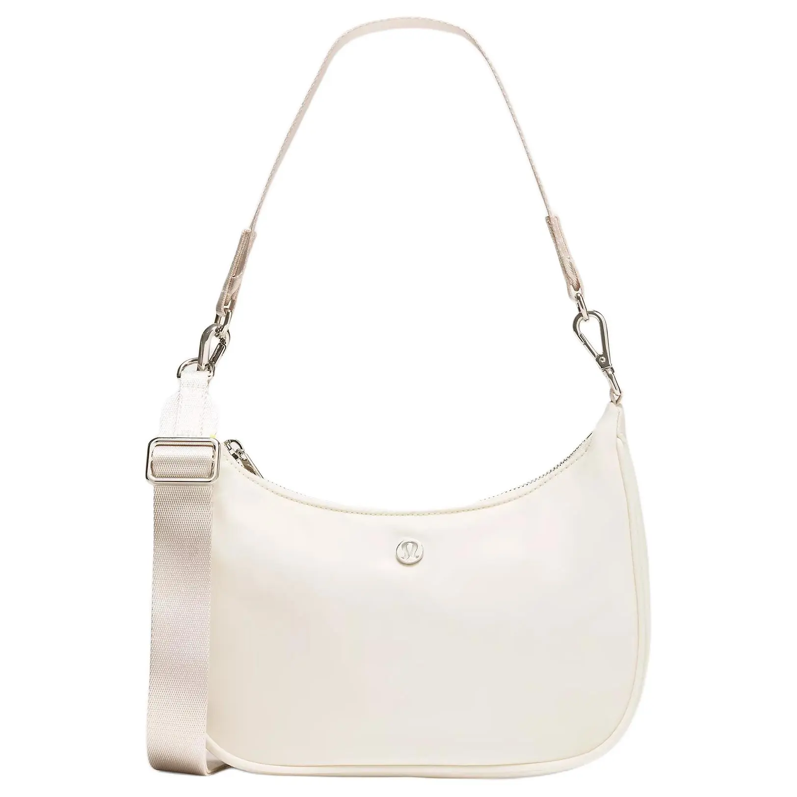 Lululemon City Essentials 3L Crossbody Bag for Women – Minimalist Metallic Logo, Recycled Nylon, Light Ivory