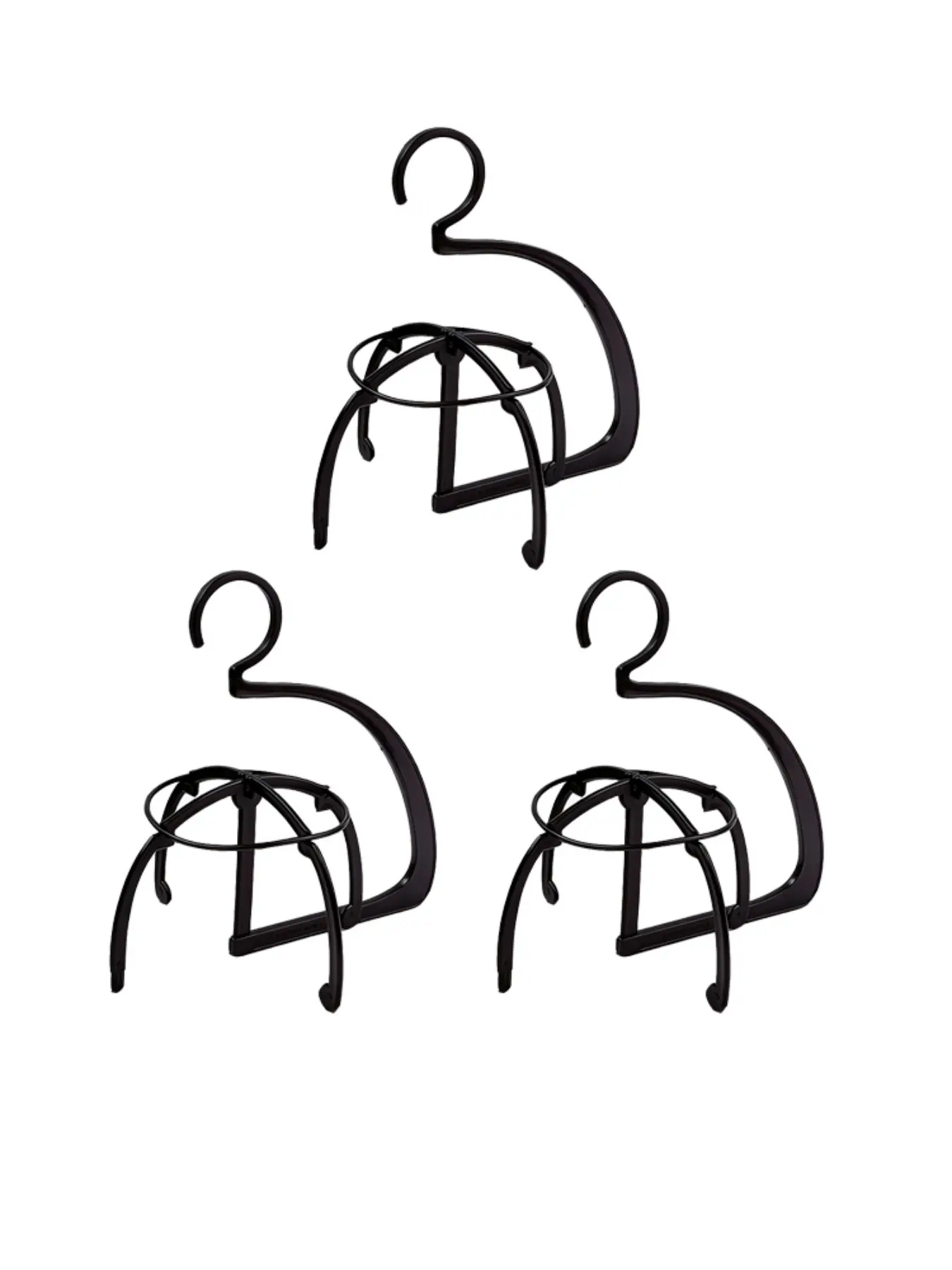3-Pack Plastic Wig Stands, Portable Lightweight Wig Hangers, Durable Wig Display Tools, All-Season Hair Accessory Organizer