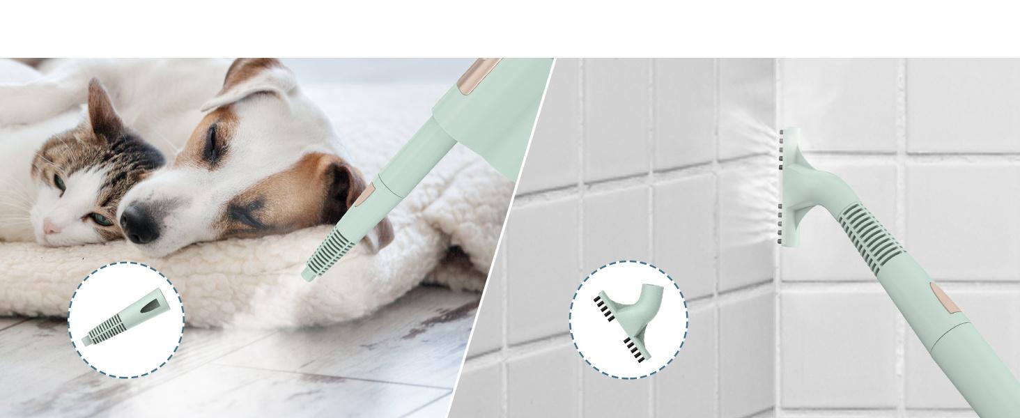 Steam Mop & Detachable Handheld Cleaner, 250ml 1200W Powerful Floor Steamer, 3 Adjustable Levels for Carpet Laminate Hardwood Grout, Carpet Glider, 7 Multi-purpose Accessories & 2 Pads