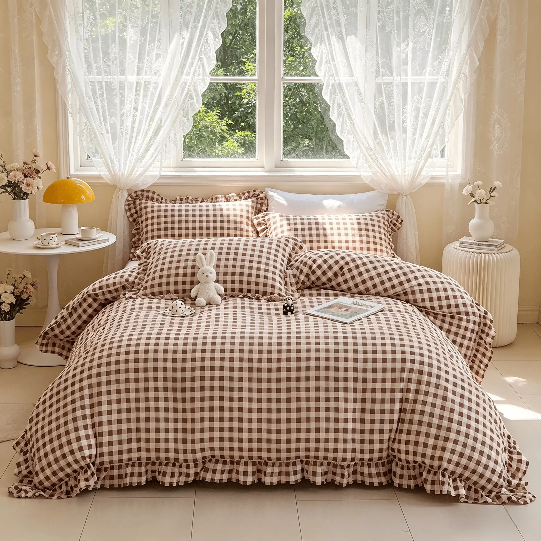 3pcs Classic Plaid Bedding Set, Soft Floral Border Duvet Cover and Pillowcase, Zippered for Easy Cleaning, Comfortable Fabric, All Seasons