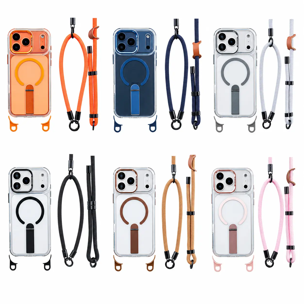 Magnetic Phone Case with Detachable Crossbody Lanyard - Shockproof Clear Acrylic Cover for 13-17 Series Phones and Daily CarryMagnetic Phone Case with Detachable Crossbody Lanyard - Shockproof Clear Acrylic Cover for 13-17 Series Phones and Daily Carry