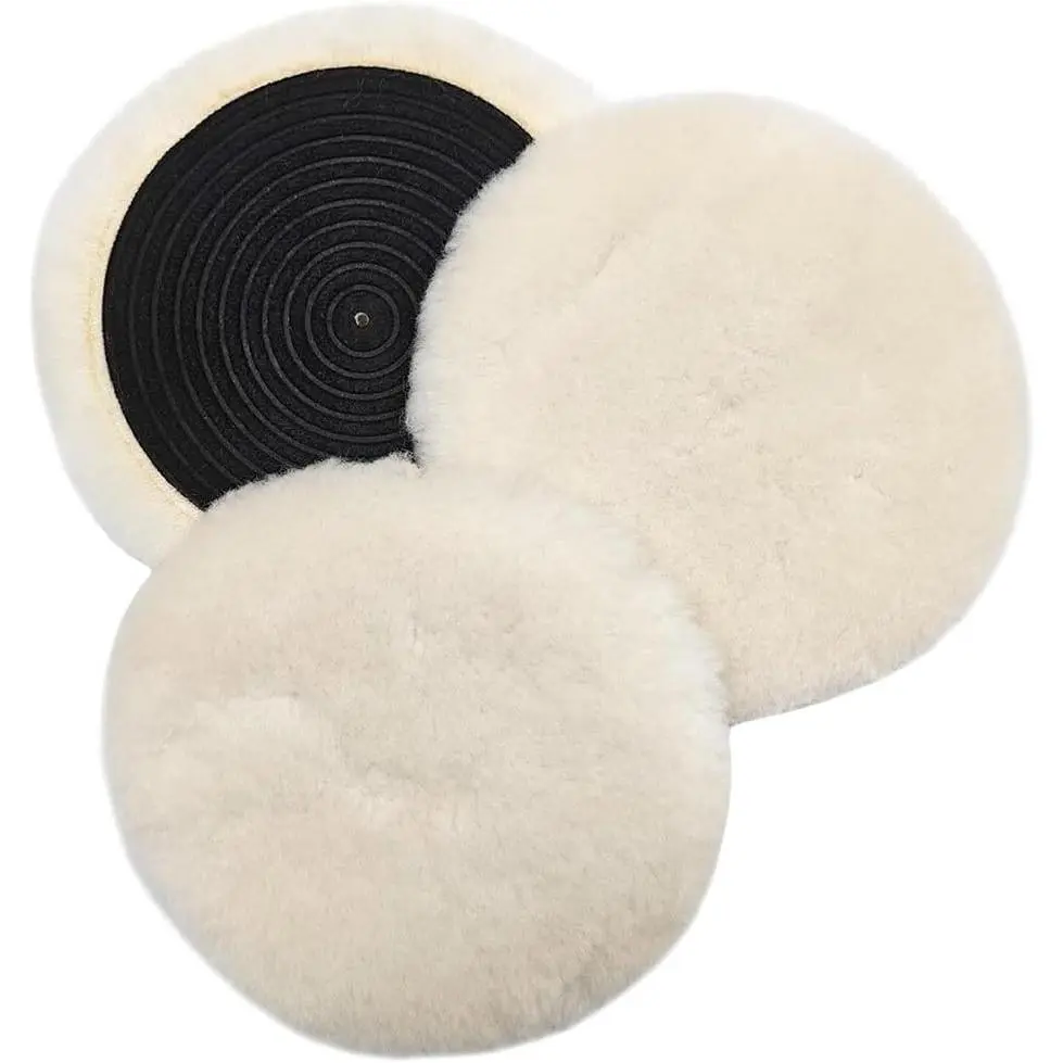 3 count 5 Inch  Buffing Pad Kit -  Polishing Pad with Hook and Loop Backing for  Polisher Compound  - Soft Sheepskin Buffing Pads   Pads for  Detailing Polishing (5 Inch)