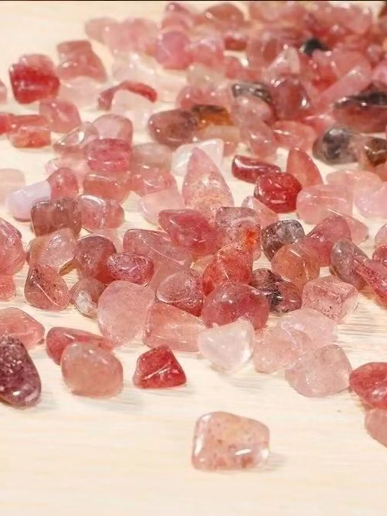 200g Natural Crystal Tumble Strawberry Quartz gravel, Aquarium Decor Stones, Indoor Decoration Stones, Vase Filler Stones