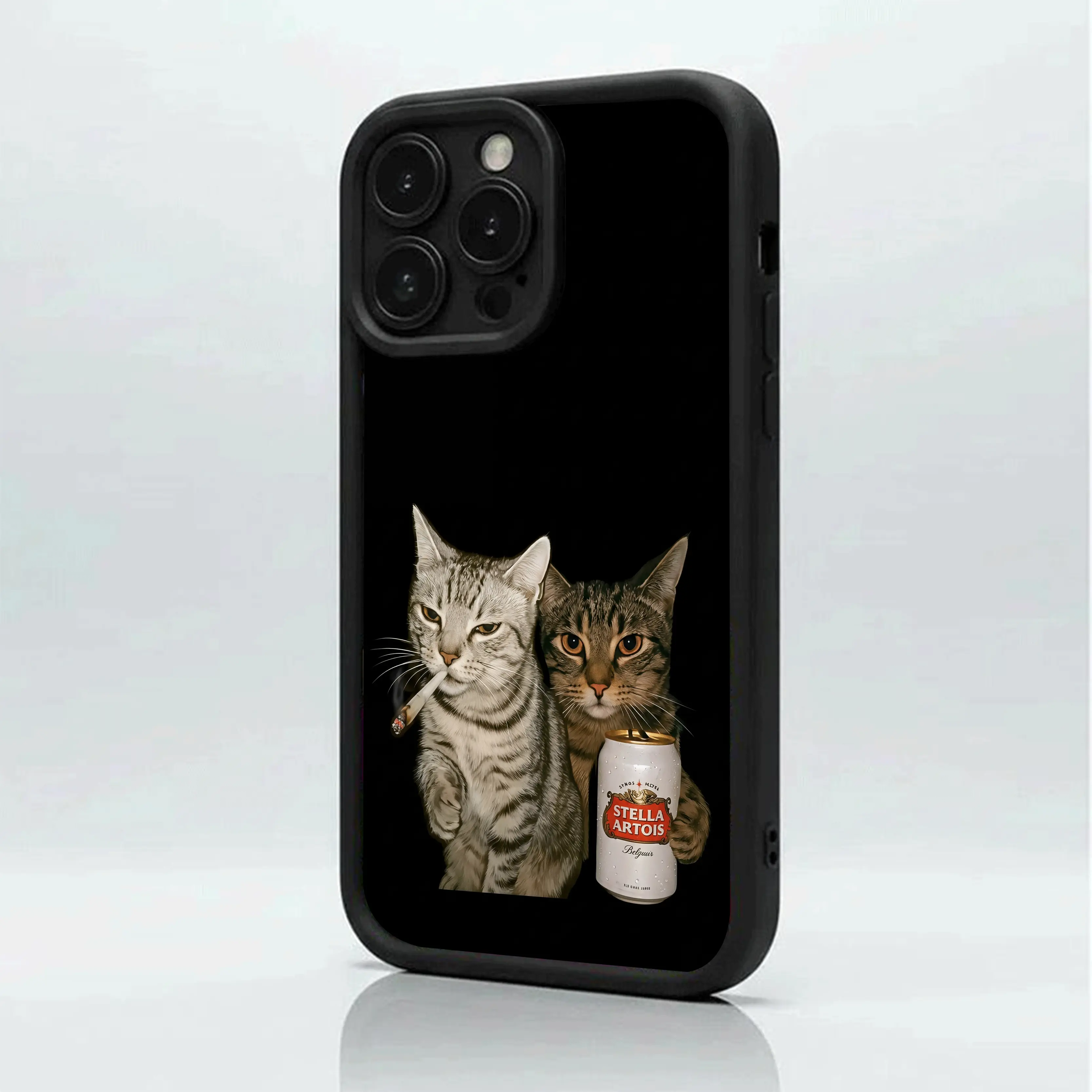 Funny Smoking and Drinking Cats, Matte Non-Slip TPU + Silicone Shockproof Phone Case | Unisex Classic Material | Multi-Model Compatible for iPhone 17-11 Pro Max/Plus/Air & Samsung Galaxy S26-S21 Ultra/Plus/FE