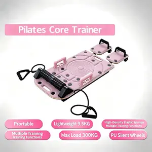 Home-Use Multifunctional Pilates Abdominal Board Core Trainer - Assemblable for Stretching, Non-Slip Handrails, Resistance Bands, Silent Rollers for Abdominal & Core Strength Training