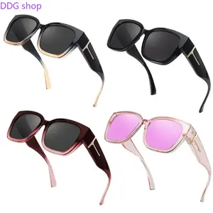 Unisex 4-Pack Polarized Fit Over Sunglasses for Women, Rectangular Mirrored Frame, UV400 Anti-Glare Protection, Wearable Over Prescription Glasses, Durable Shades for Driving & Outdoor Sports