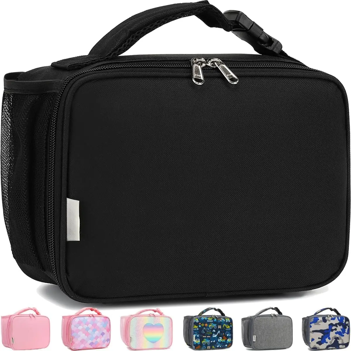 Insulated Lunch Box for School, Thermal  Durable Freezable Lunch Bags for  Boys Girls Men Women - Small Soft Cooler Portable Lunch Tote Kit for Work Picnic Travel,Black