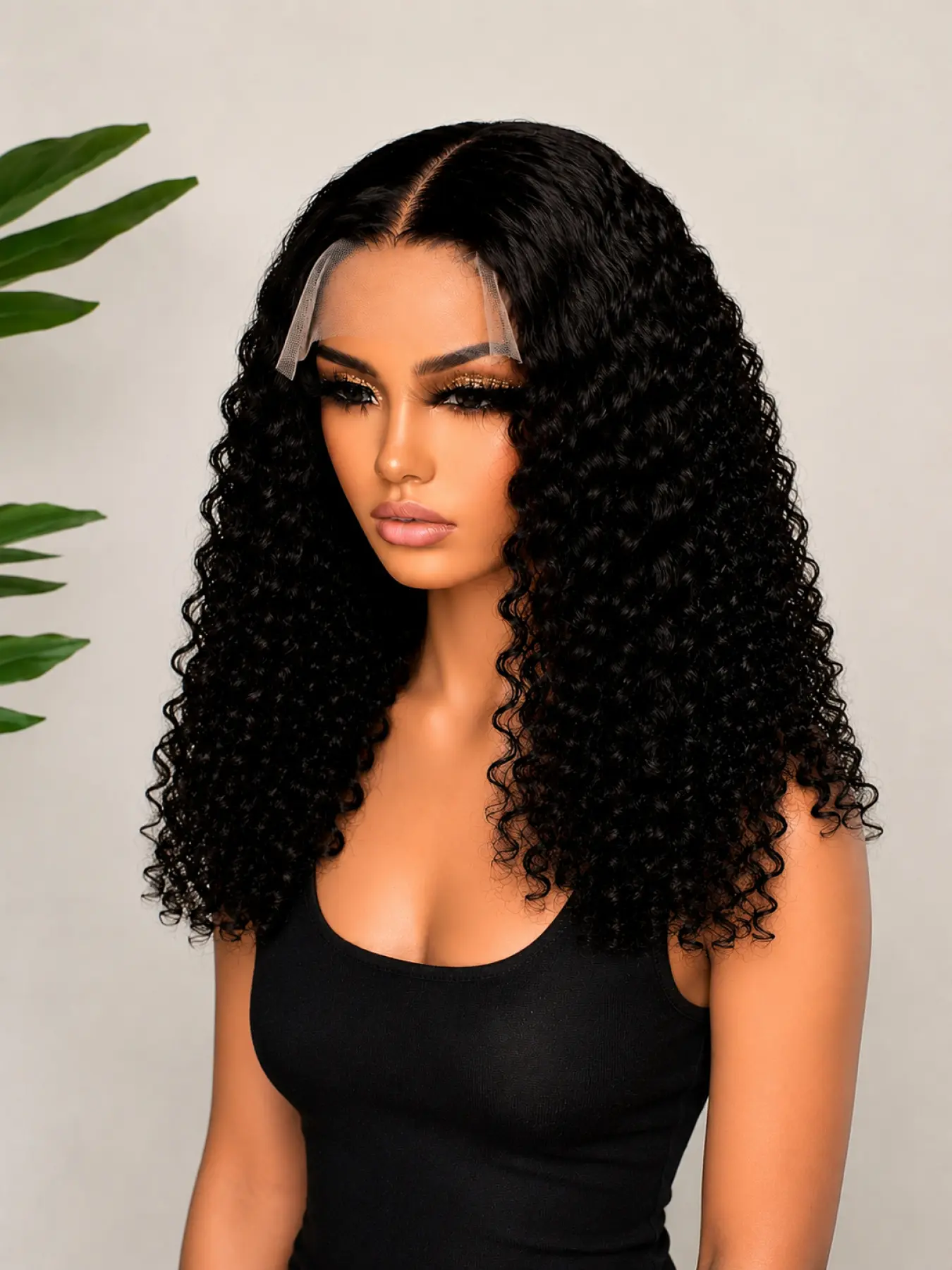 [Jusong KIein] High-density wool perm short bob wig with lace front, no glue, deep wavy curls, wet hair wave 6x4 wig, Bob curly wig, women's style, high crown for smaller face, natural black center parted curls, natural hairline
