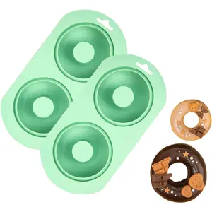 2 Pack Silicone Donut Pan, 2-Cavity Fluted Tube Cake Pan Non-stick Silicone Baking Mold for Donuts, Cornbread, Brownies, Bagel, mousse, madeline, Green 2Pcs/2-Cavity, round