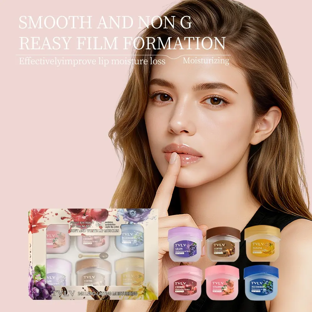 Fruit-flavored lipstick, juicy lip balm, lip gloss, lip primer, long-lasting moisturizing and nourishing, moisturizing formula, easy to carry, ideal little gift for daily travel, parties, dates, women