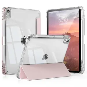 Case for iPad A16 11th Generation 11 Inch 2025, iPad 10th Generation 10.9 Inch 2022, Hybrid Protective Cover with Pencil Holder, Clear Transparent Back Shell Anti-Yellowing Case Casing Tablet