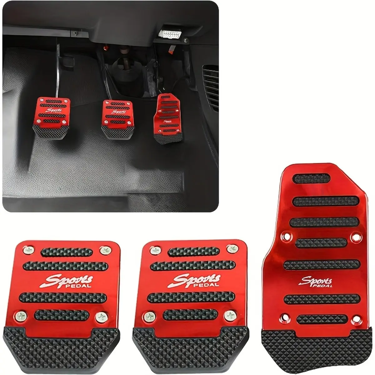 Car Pedal Protector Set, Automotive Manual Transmission Clutch Brake Accelerator Pedals, Universal Car Pedal Modification Accessories, Enhanced Grip