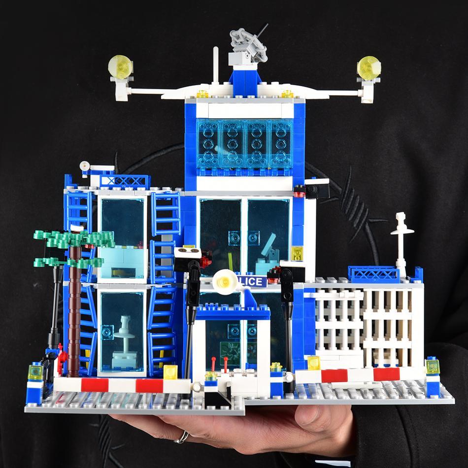 City Police Station Building Blocks Set, 1 Set Boys DIY Car Figures Bricks Toys, Birthday Gift for Children & Adults