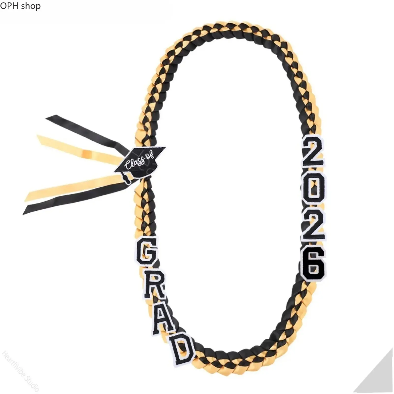 Unisex Fashion Graduation Ribbon Lei Accessory - Hand-Woven Blue, Blue+Yellow, Black+Orange+Rope Braided Money Lei with GRAD Letters, Graduation Cap Charm, Adjustable Safety Pin Holder, Polyester, 1 Size for Ceremony, Party Gift
