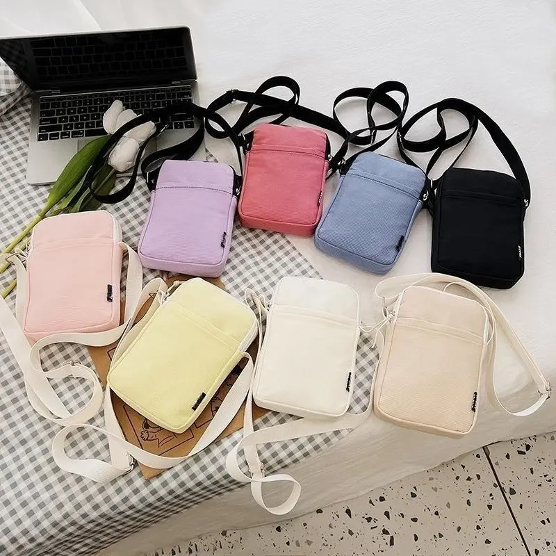 New Cross-Border Trendy Solid Color Fabric Crossbody Phone Bag, Lightweight Portable Neck Hanging Lanyard Mini Coin Purse, Simple Washable Single Shoulder Sling Bag for Daily Travel & Shopping, Crossbody Bags, Purses Crossbody Bag