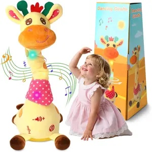 Dancing Giraffe Toy Stuffed Animal Toddlers Gifts for Easter Baby Toys Singing Song Toddlers Toy Repeats What You Say Glowing Musical Toy for Baby Birthday Gift Groovy Giraffe Toy