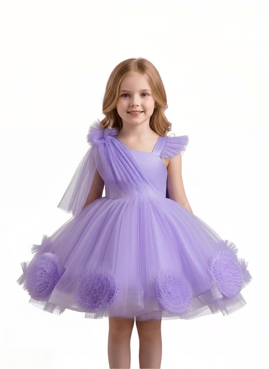 (New)Creative children's princess dress with ball flower design, suitable for little girls' dresses and girls' wedding gowns, for girls under 12 years old(Gift)11