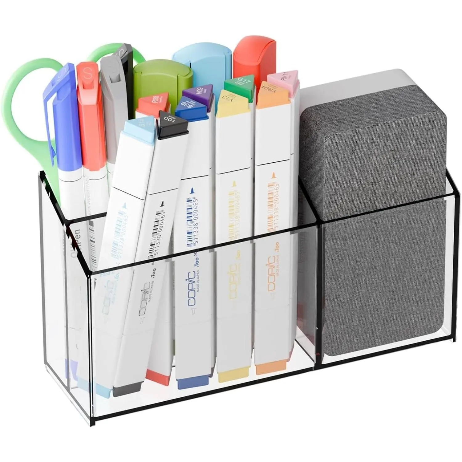 Clear  Dry Erase Marker Holder for Whiteboard,Non Slip  Pencil Cup and Pen Holder for Fridge, Dry Erase Board Marker Holder & Accessories for Refrigerator,Classroom,Locker