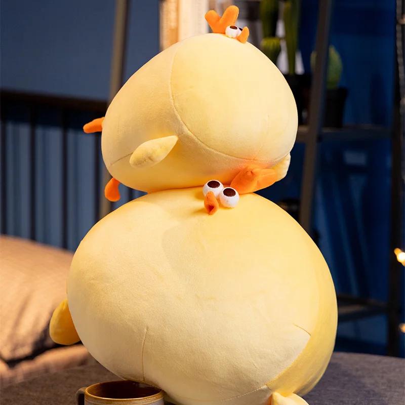 Kawaii Chubby Chicken Plush Toy Soft Plush Stuffed Animal Yellow Chicken Pillow Room Sofa Cushion Decoration Birthday Gift