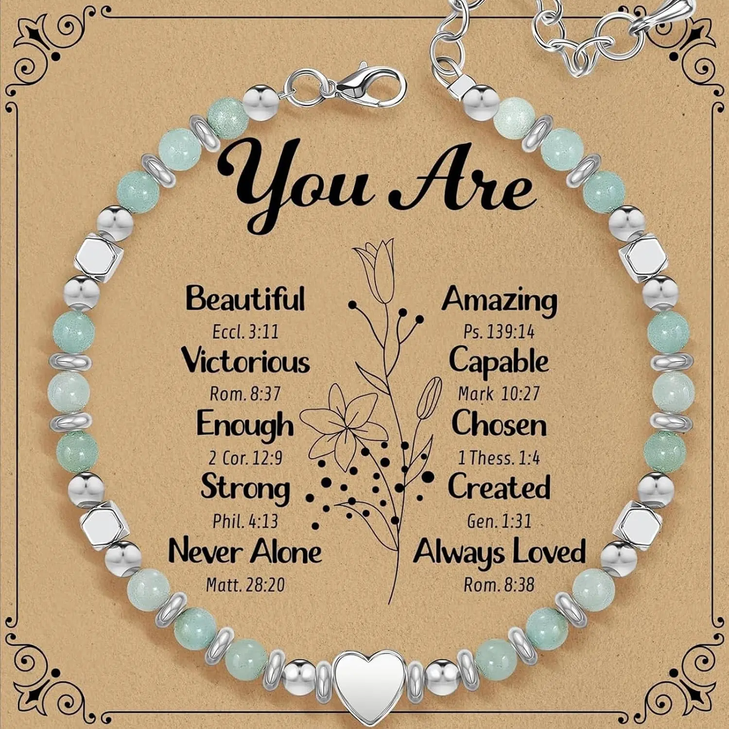Bracelet for Women with Inspirational Message Card -  Stone | Friendship Bracelet  Birthday, Mother's Day, Valentine's, Graduation Gifts for Mom Wife Sister Bestie