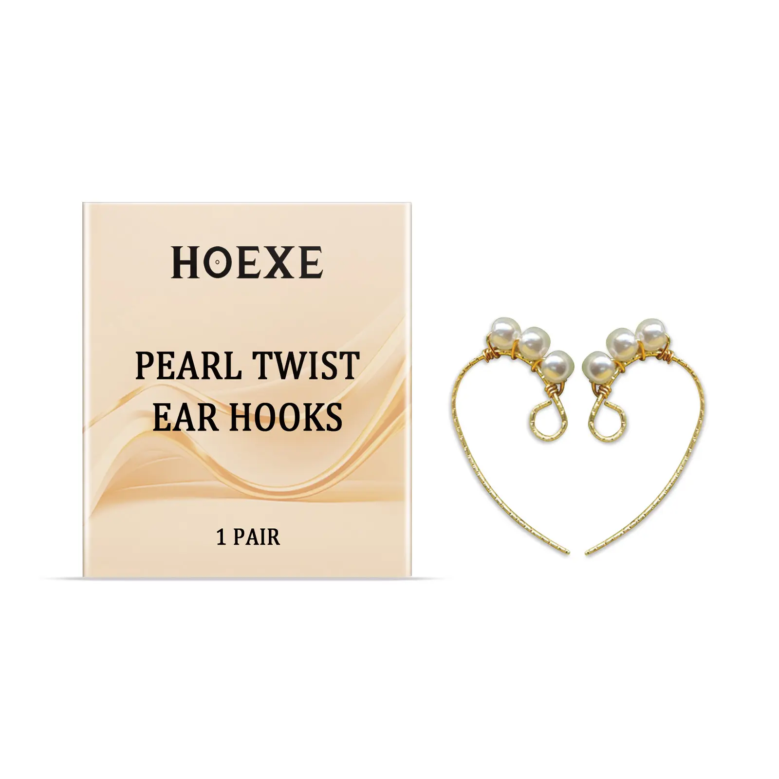 Hoexe Twist Shape Alloy + Pearls Ear Hook - Secure Fit Ear Clip Earrings for Feminine Look Costume Jewelry