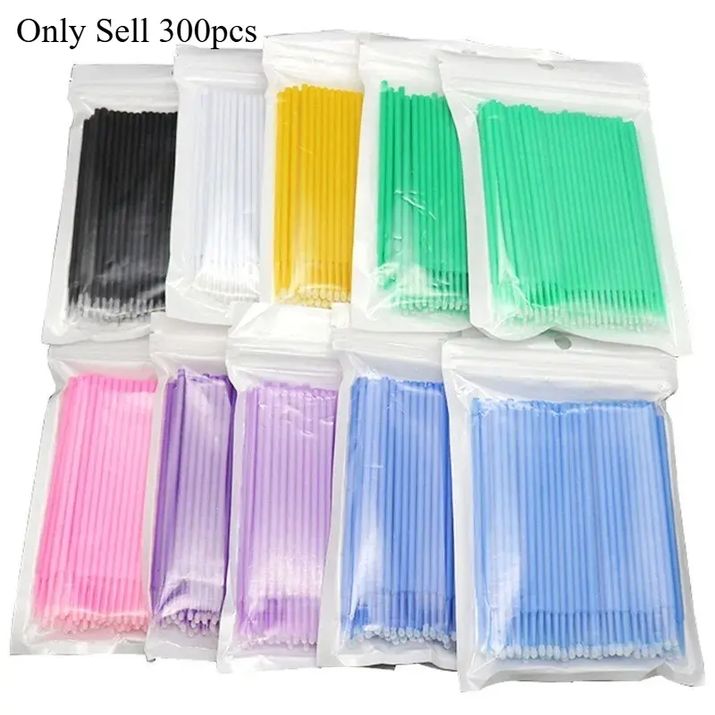 300pcs Disposable Micro Brush Tools for Eyelash Extension, Individual Lash Removing Swabs, Precision Micro Brushes for Beauty Professionals