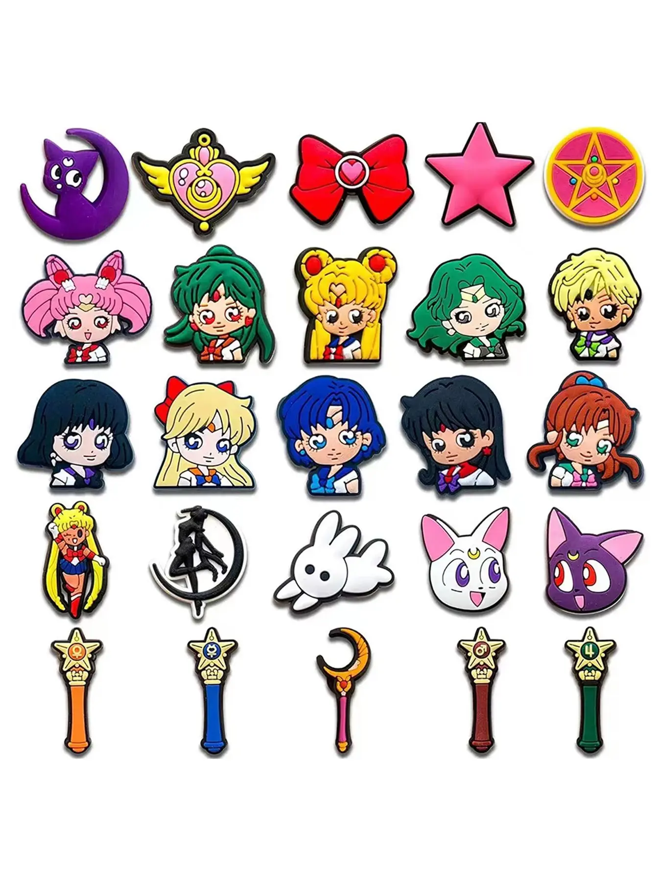11/17/25Pack Pastel Magic Wand Girl Croc Charms, Soft PVC Detachable Shoe Decor Compatible With Clogs Sandals, Dreamy Star Moon Cartoon Lady Shoe Ornaments For Kawaii Fantasy Lovers Kids Gift