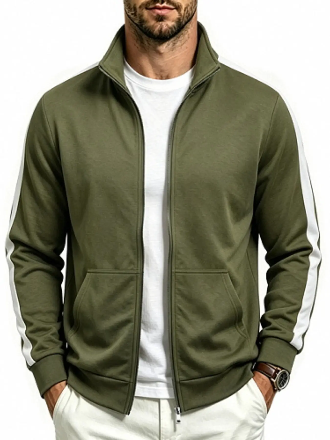 Men's Simple American Style Casual Cardigan Coat, Polyester Knit Durable Loose Fit, Spring Fall Running Shopping Daily Wear