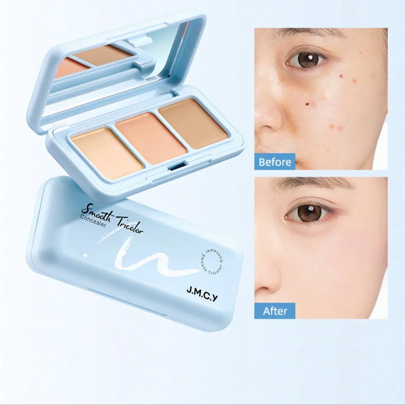 Three-Color Concealer Cream, Covers Acne Marks and Dark Circles, Enhances Makeup Finish, Perfect for Face Imperfections, Long-Lasting Formula
