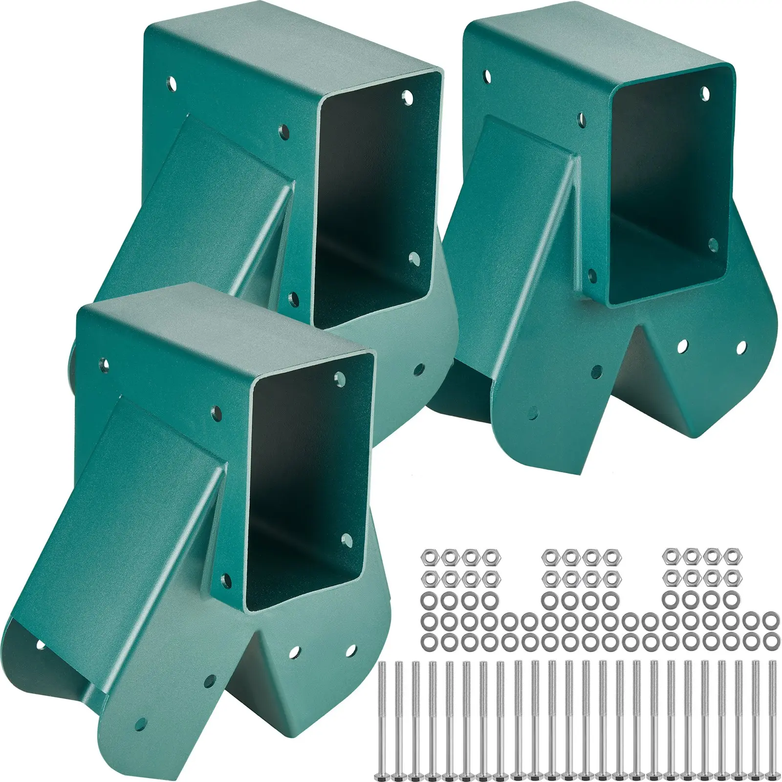 【DealsForYouDays】VEVOR A-Frame Middle Swing Set Brackets, Heavy Duty Carbon Steel Swing Set Hardware with Mounting Hardware, DIY Swing Set Bracket Swing Set Kit for 4x4 Legs & 4x6 Beam, Green (3 Pcs)