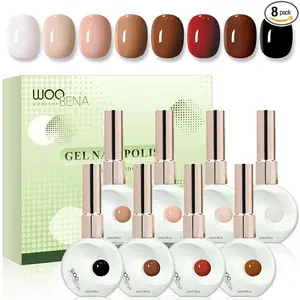 8-Color HEMA/TPO-Free Gel Nail Polish Set, Salon-Quality Long-Lasting UV Brown Gel Polish Kit for DIY Home Nail Art