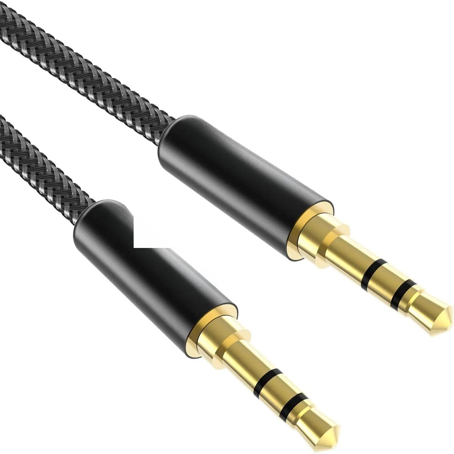 3.5mm Nylon Braided Aux  (3.3ft/1m,Hi-Fi Sound), Audio Auxiliary Input Adapter Male to Male Cord for Headphones, ,  Stereos, Speaker, , iPad, iPod, Echo &  – Black