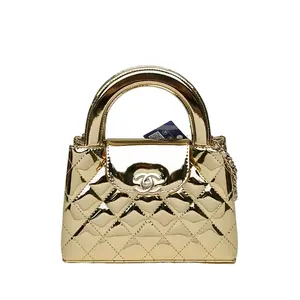 Pre-owned CHANEL Gold Patent Leather Chip Gold Kelly P206740472