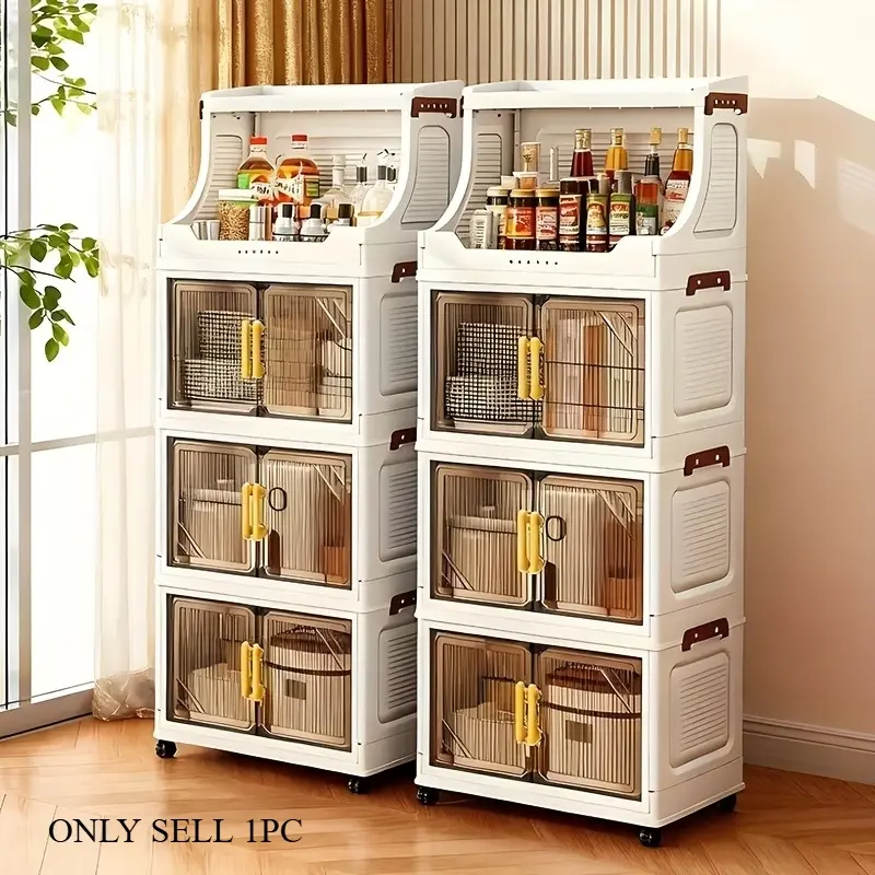3/4/5/6 layers of heavy-duty multifunctional folding storage cabinets with open shelves, large capacity, suitable for living room/bedroom/wardrobe/cabinet/kitchen/office/dormitory organization and storage