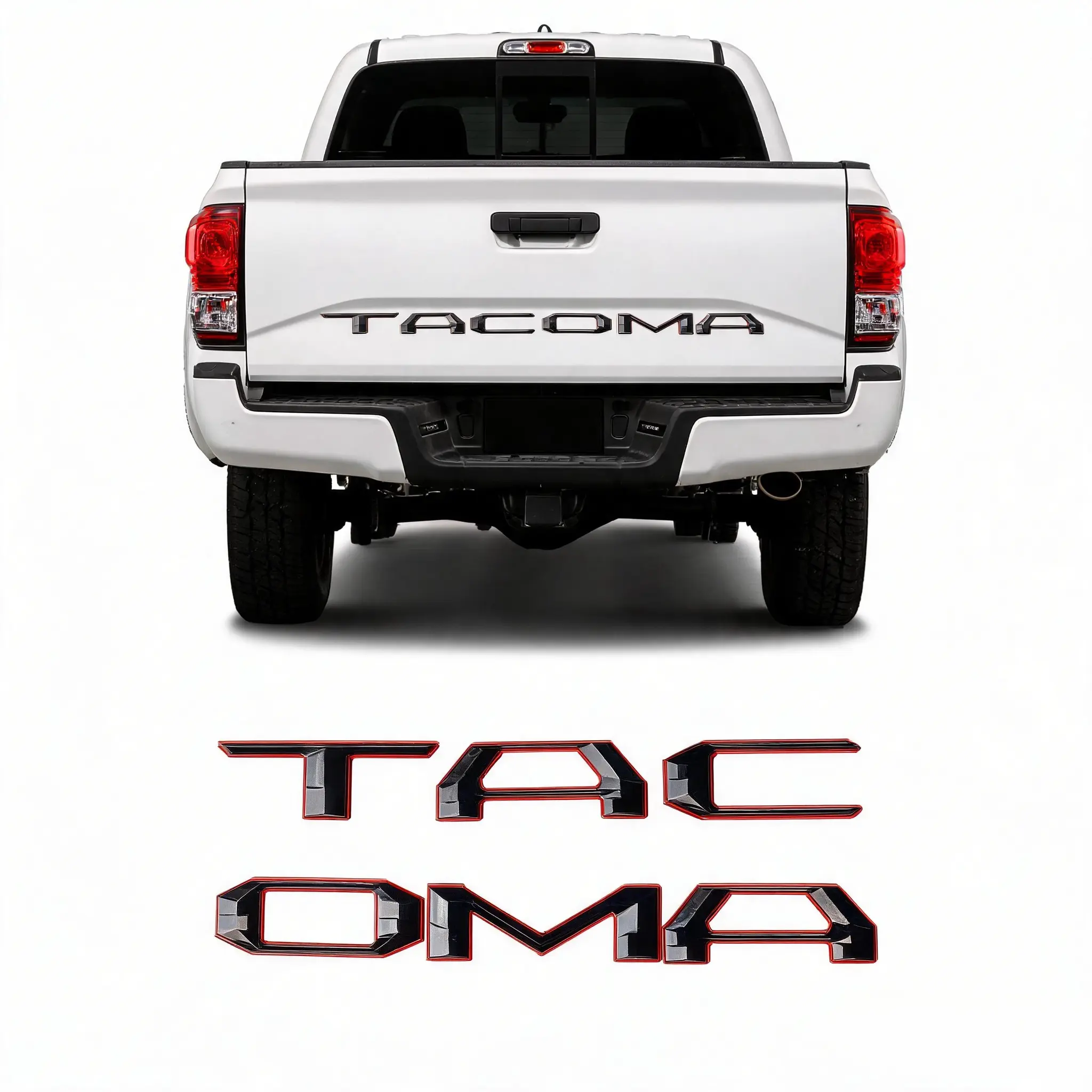 3D Gloss Black Raised Tailgate Letters for 2024-2026 Toyota Tacoma| No-Drill Peel & Stick TRD Pro Inserts Easy to install
