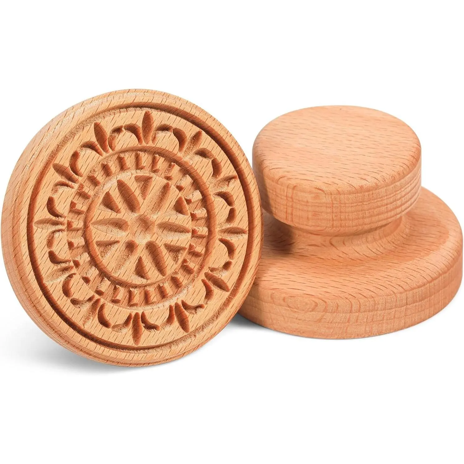 2.5 Inch Wood Cookie Stamp - Florence Motif 3D Wooden Baking Mold & Tool