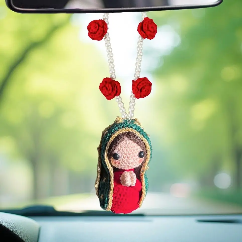 Handmade Knitted Sunflower Doll, Car Hanging Ornament, Maria Puppet Crochet, DIY Craft Kit, Unique Gift Idea, Perfect for Home Decor, Car Hanging Decoration