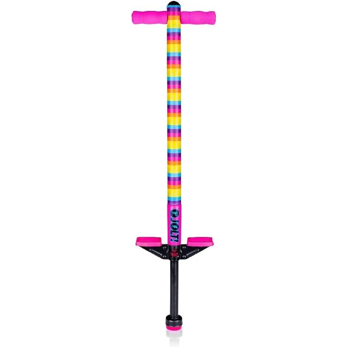 Jolt Pogo Stick for Kids, Perfect for Beginners with Foam-Covered Metal Frame, Handles & Padding, Non-Slip Foot Pads, Wide Tip, Outdoor Active Play Toy for Boys & Girls, Ages 6+, Rainbow