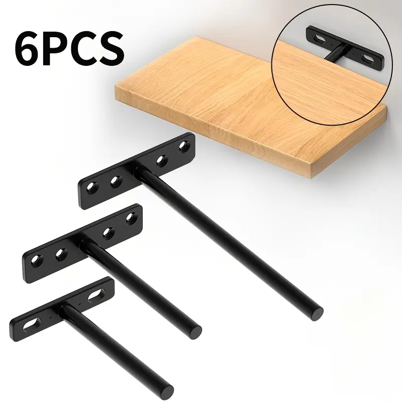 6 hidden shelf brackets, heavy-duty concealed brackets, wall brackets, black louver shelf support brackets, hidden wall-mounted shelf brackets, with