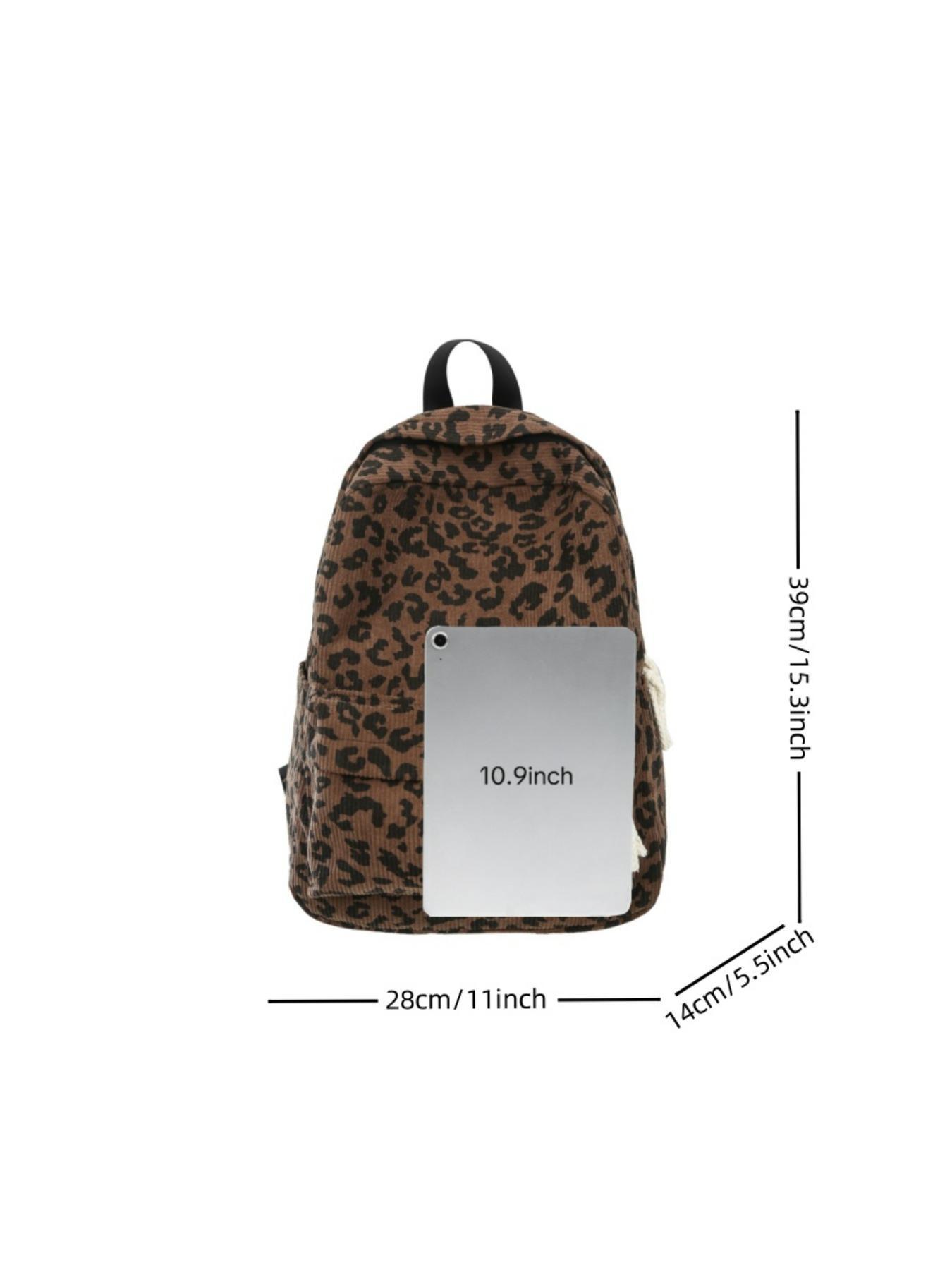 Fashion Leopard Pattern Backpack, Casual Large Capacity Backpack for Women, Lightweight Casual Commuting Bag for Daily Used, Casual Printed Backpack, Casual Daypack