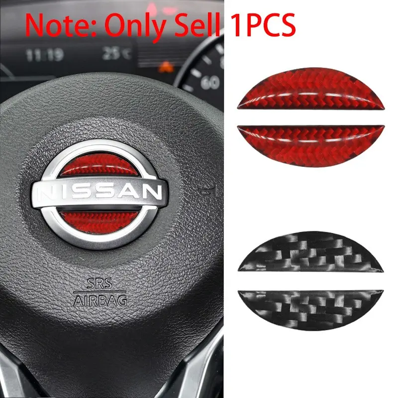3D Carbon fiber Nissan Logo Emblem Car Steering Wheel Sticker Decal for Cars 1Pcs High viscosity Decals Badge Auto Interior Decoration Accessories