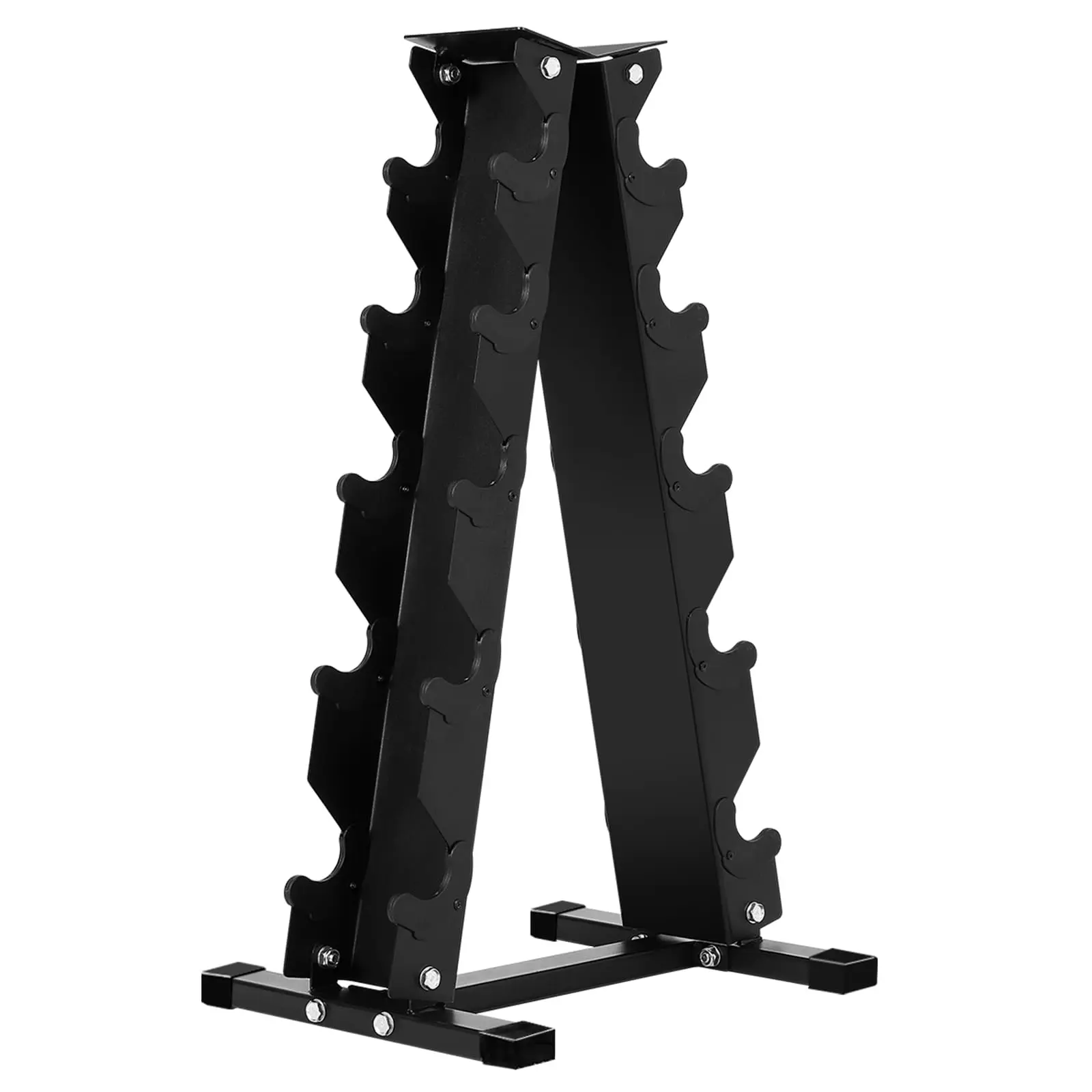 5 Tier Triangle Dumbbell Rack Carbon Steel Weight Storage Stand for Home Gym 480lb Capacity Space Saving Gym Equipment Organizer Stand